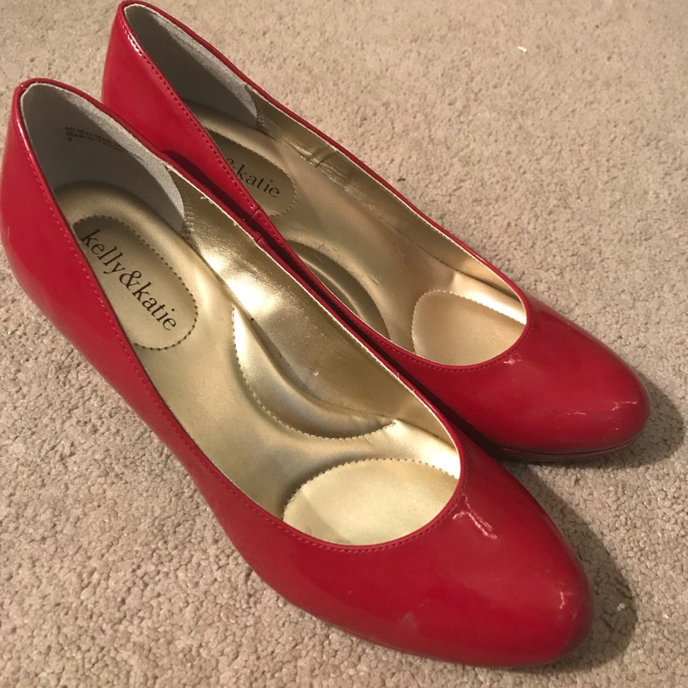 Hot! Red Leather Heels - Size 9 - EUC
